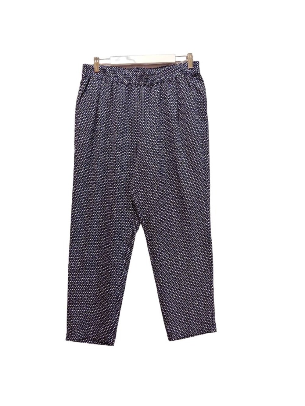 CJ Banks Pants womens L blue white geometric pull on elastic waist pocket casual